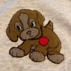 Pink heathered cree neck sweatshirt with dog